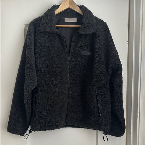 Essentials Black Fleece Zip-Up Jacket - Picture 1 of 4